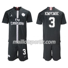 Maillot de Foot Paris Saint Germain Kimpembe 3 Jordan Noir Enfant Troisieme 2018/19